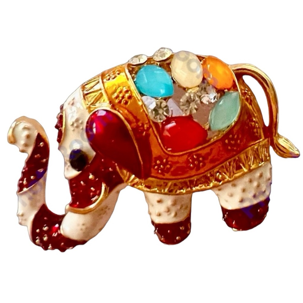 brooch PIN with TRUNK UP Elephant FOR GOOD LUCK colorful enamel NWT